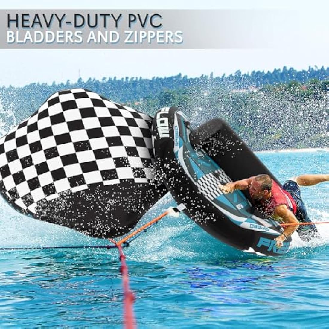 SereneLife 2-Person Inflatable Towable Booster Tube for Boating | PVC