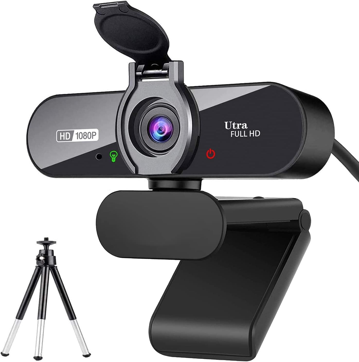 Siottw 1080P HD Webcam with Microphone, Privacy Cover and Tripod