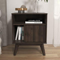 Galano Alston Slim Side Table – Bedside Cabinet with Drawer, Royal Walnut