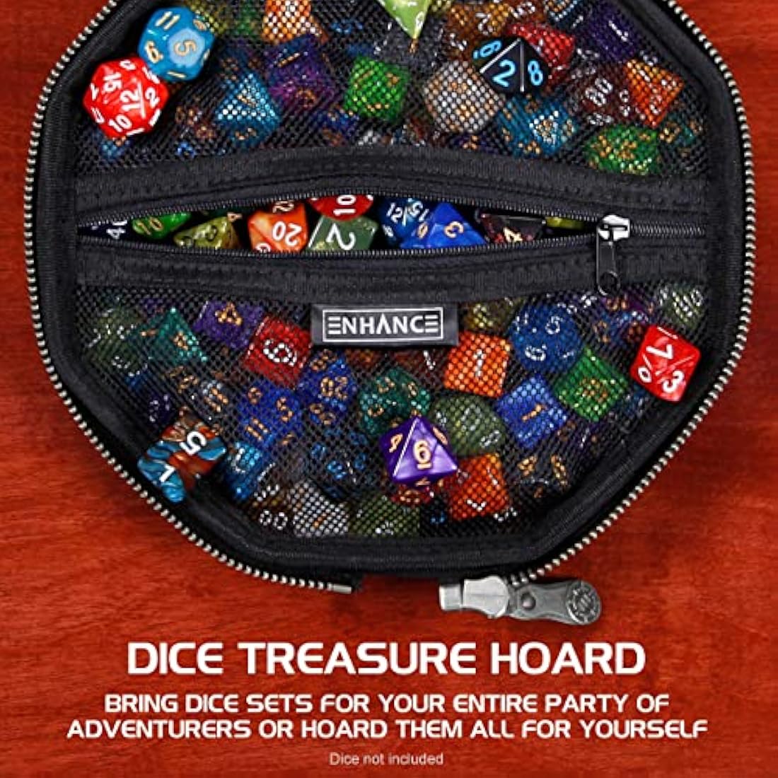 ENHANCE DnD Dice Tray and Case – Dragon Hide Storage for 150 Dice (Red)