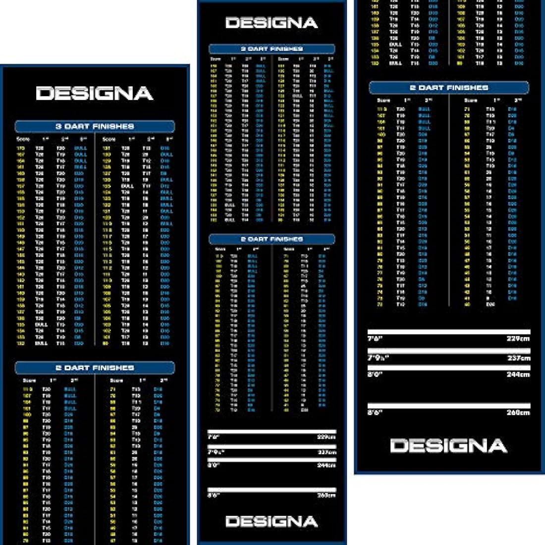 Designa Darts Non-Slip Carpet Mat with Checkout Chart and Oche