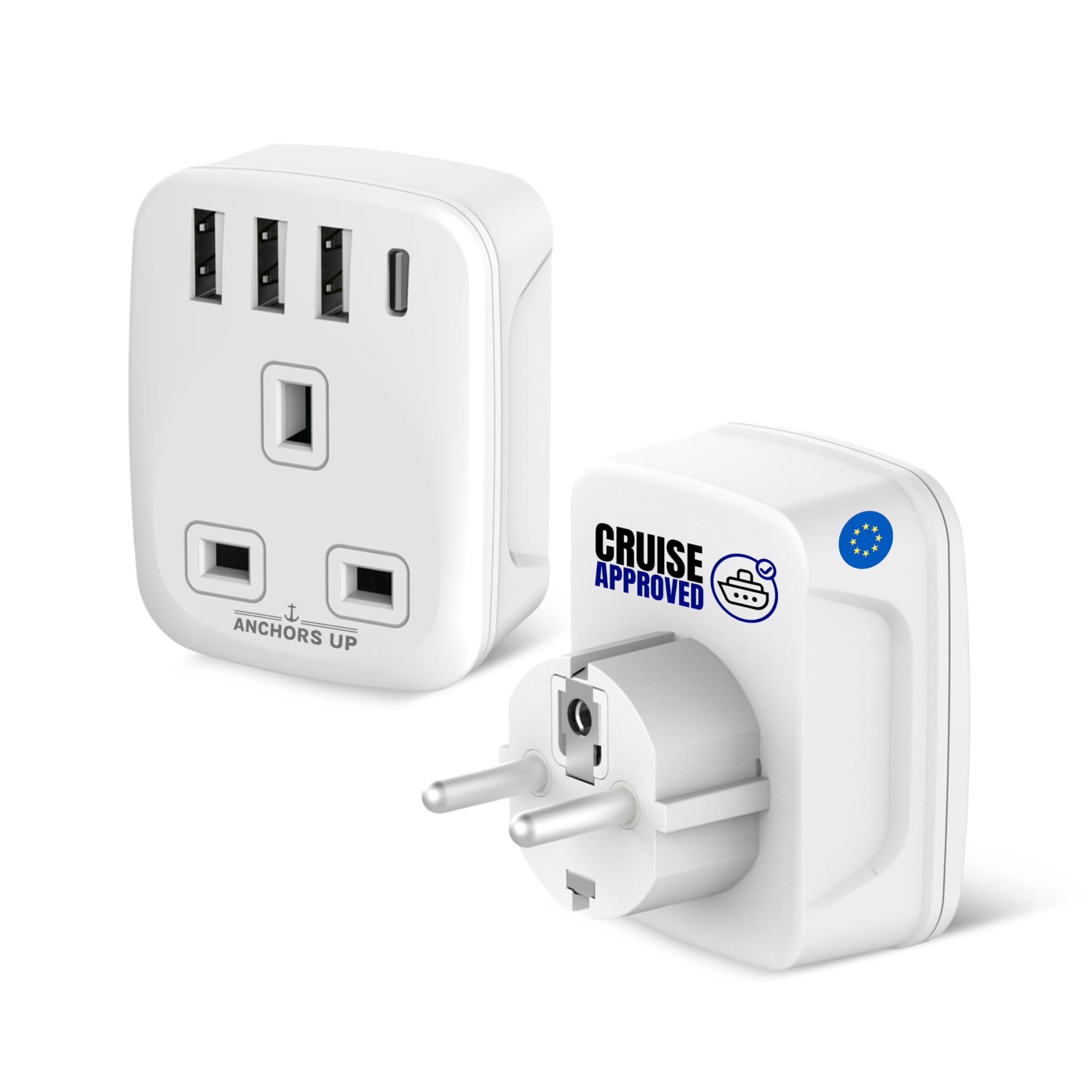 Anchors Up Cruise Approved Travel Adapter – 5-in-1 Non-Surge USB-C Plug