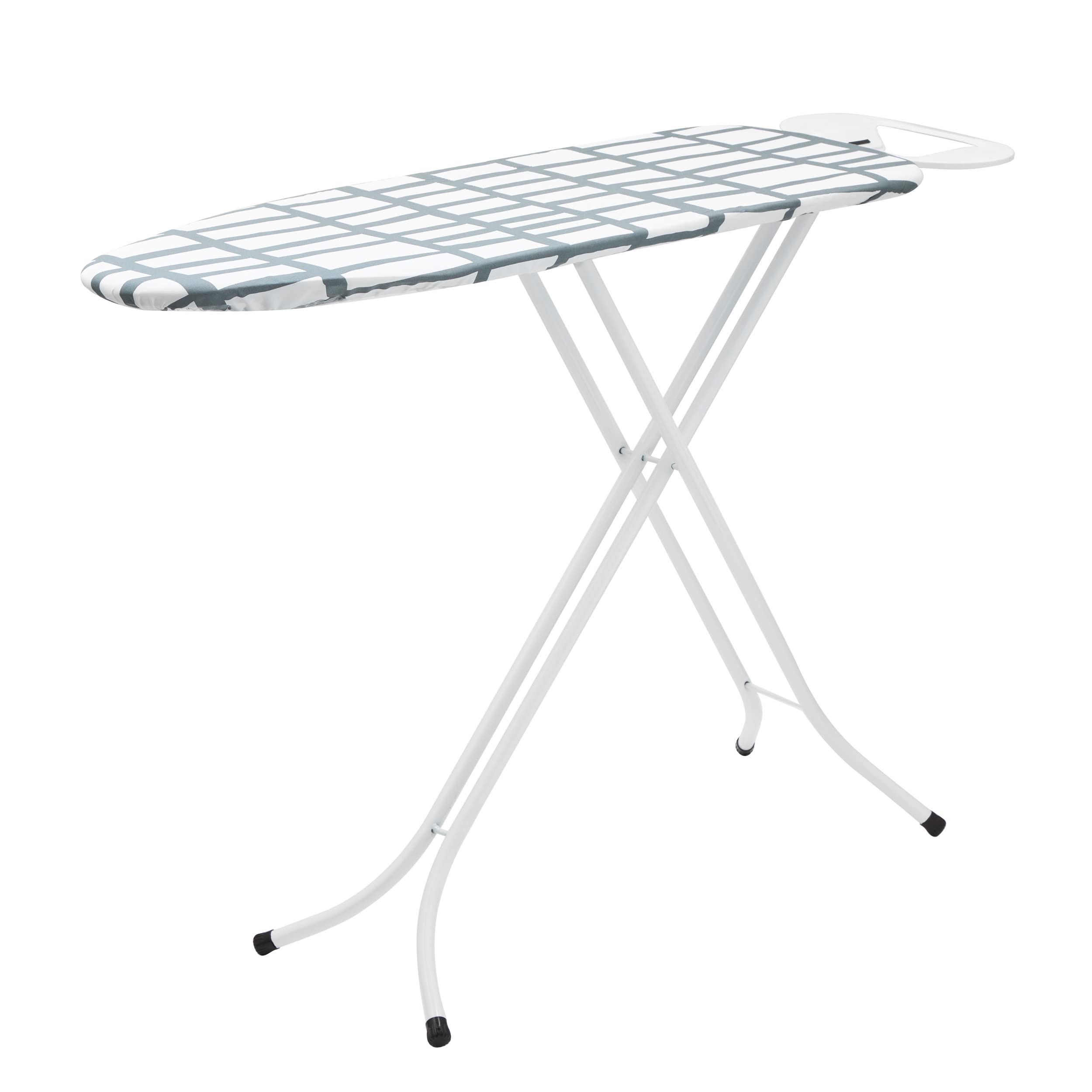 Pifco Medium Ironing Board – Foldable 100% Cotton Cover, Grey Grid