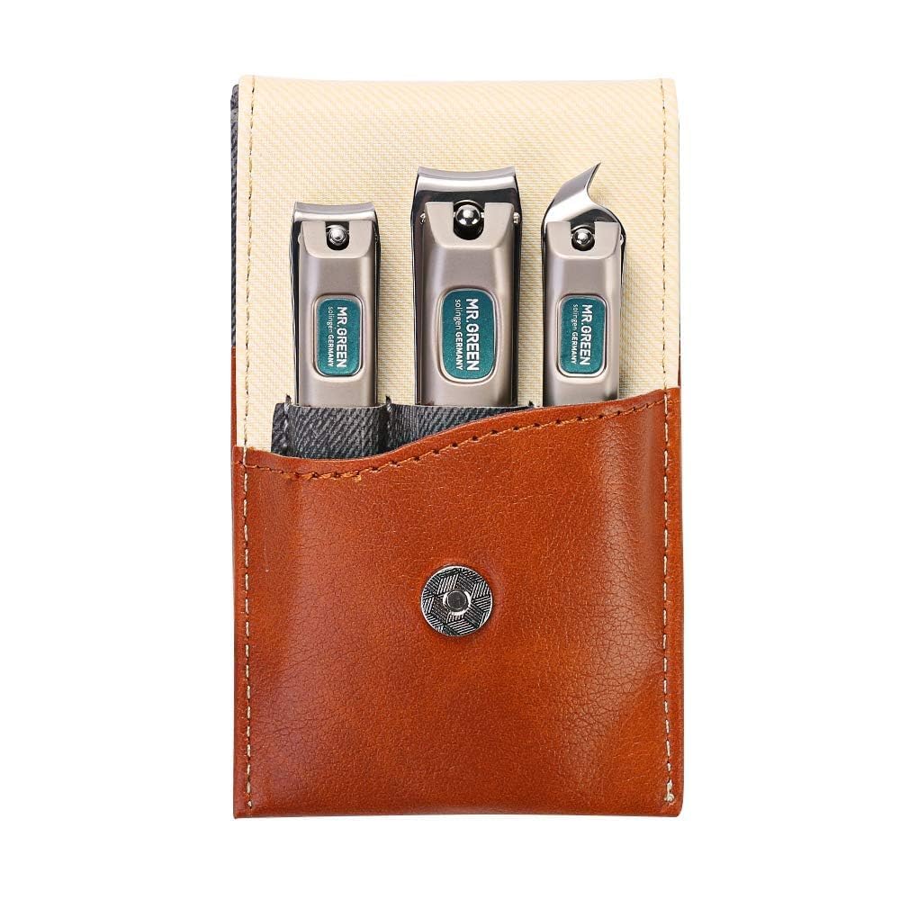 MR.GREEN 3-Piece Stainless Steel Manicure Set with Leather Travel Case