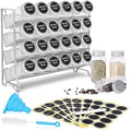 Jolof Store 4-Tier Metal Spice Rack with 24 Plastic Jars and Labels