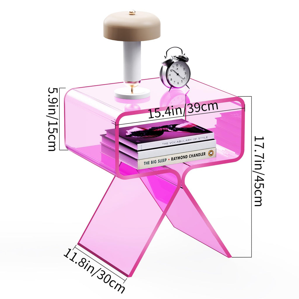solaround Acrylic Side Table, No Assembly, 39 x 30 x 45 cm, Pink - image 3