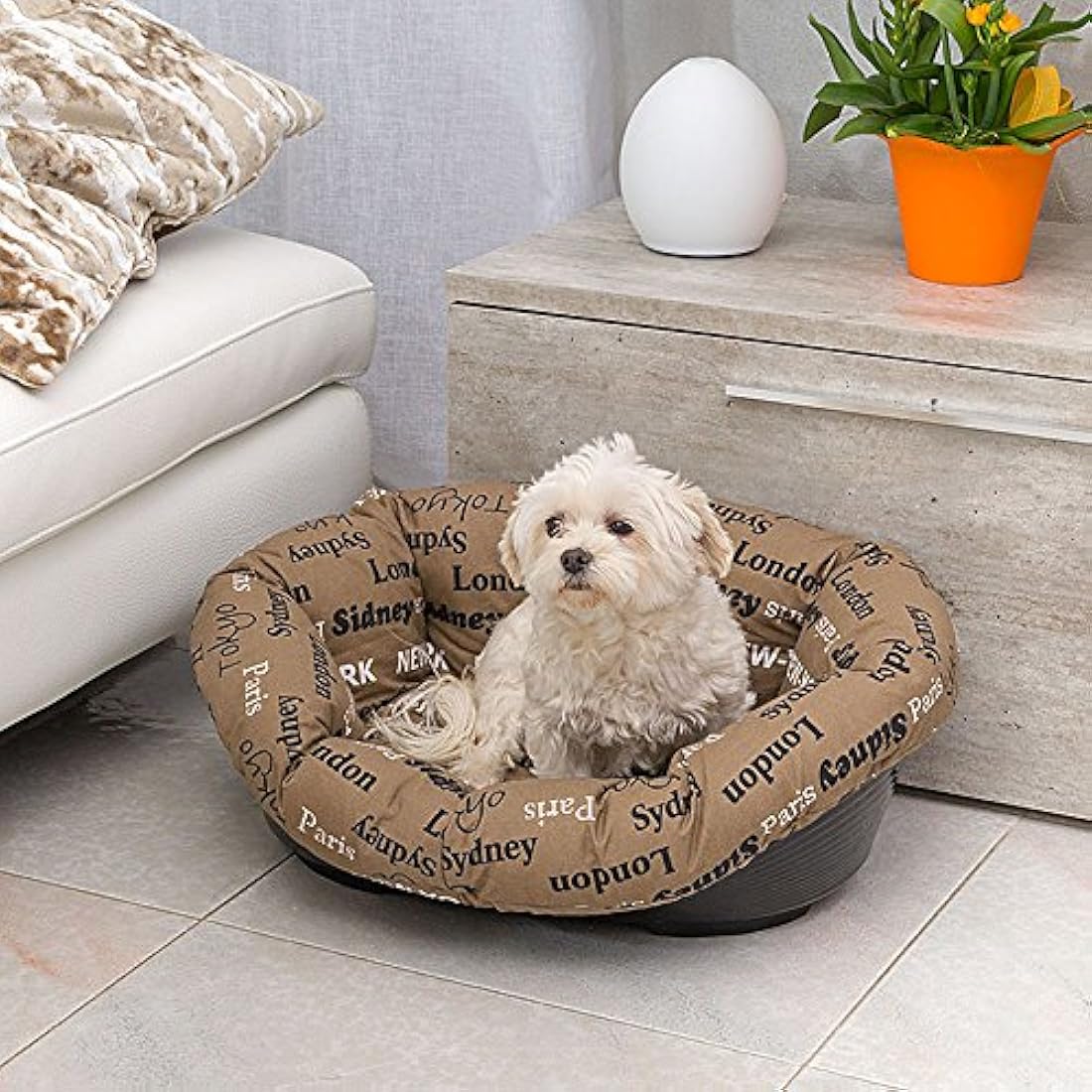 Ferplast Sofà 4 Padded Cotton Cushion – Washable Pet Bed Cover, Brown