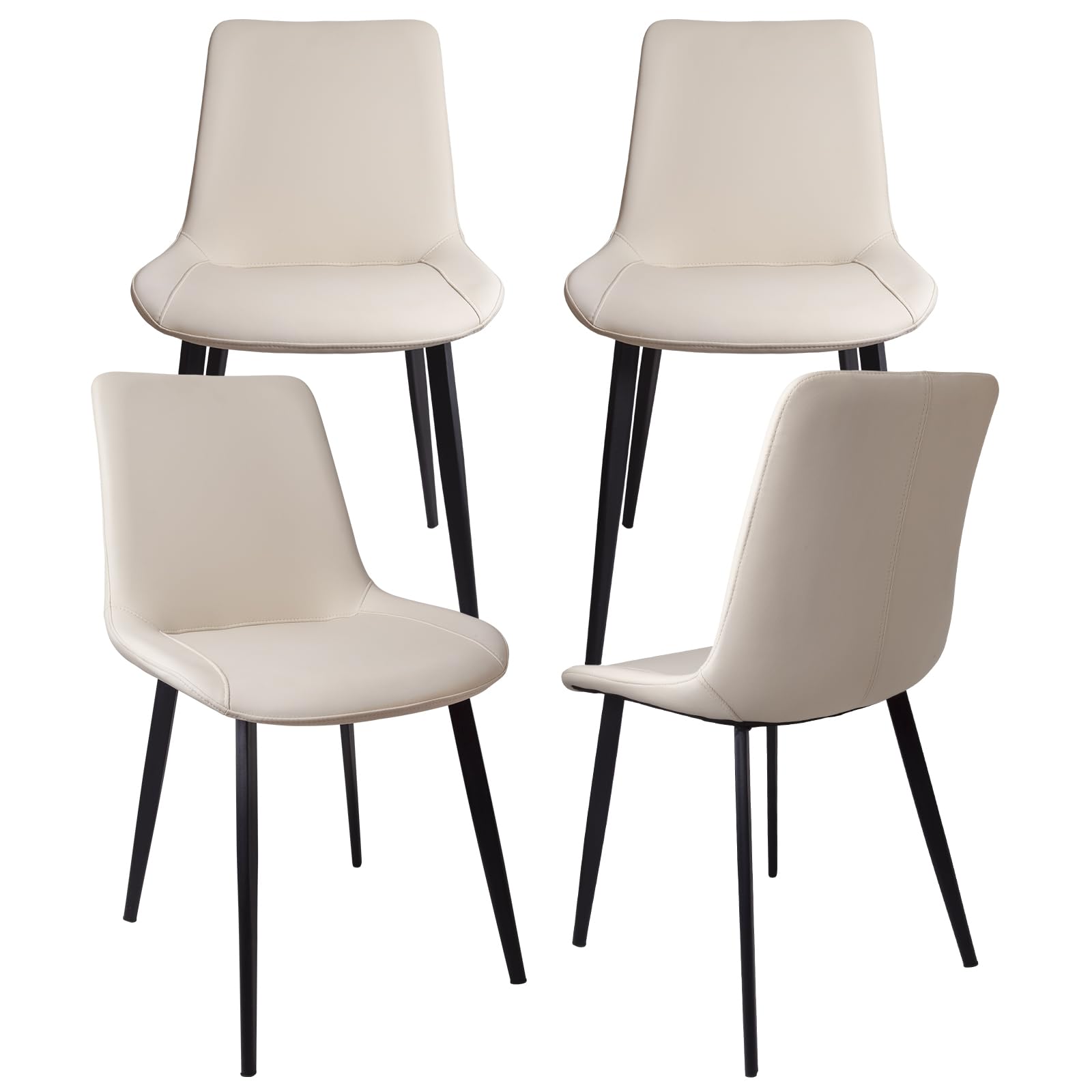 Beryluck Mid Century Modern Faux Leather Dining Chairs - Set of 4
