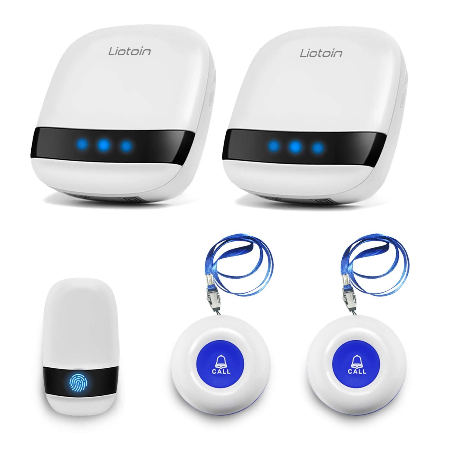 LIOTOIN Wireless Caregiver Pager – 3 Waterproof Buttons & 2 Receivers