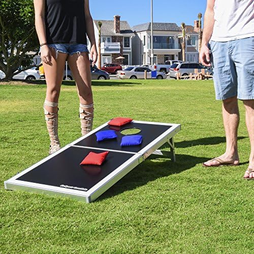 GoSports Aluminum Cornhole Game Set – 4x2 ft Regulation Size with 8 Bags