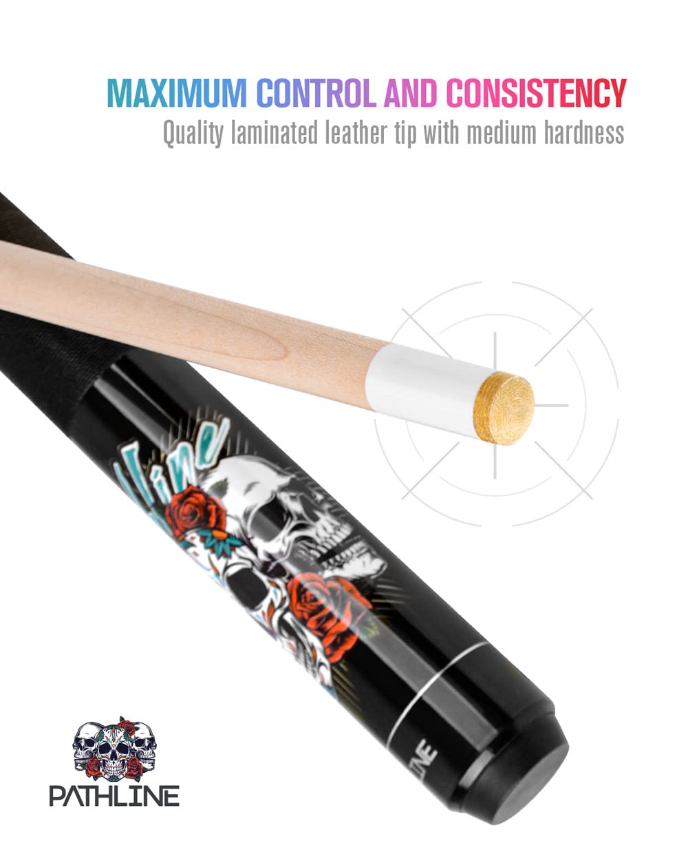 Pathline PL518 Pool Cue Stick | 58" Canadian Maple Skull Design