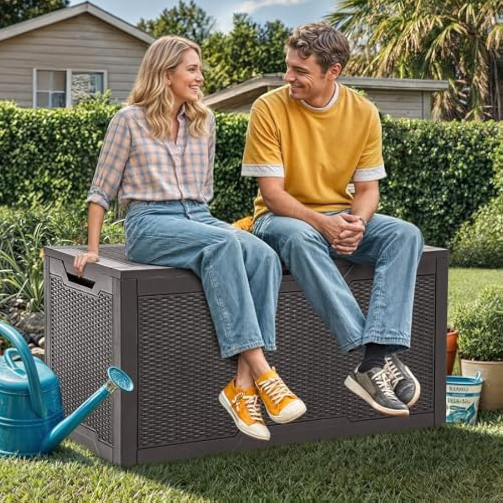 YITAHOME 380L Outdoor Garden Storage Box – Waterproof Lockable Deck Box