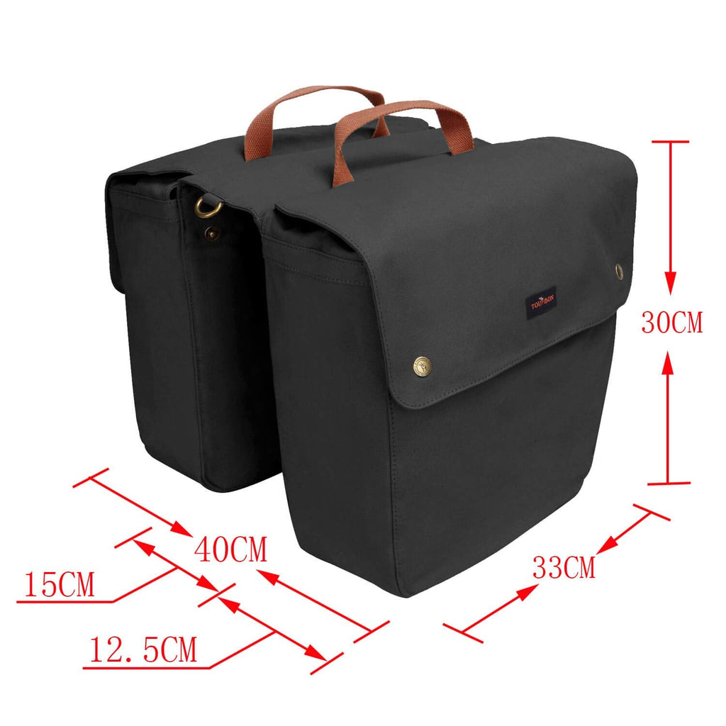 Tourbon Waterproof Canvas Double Bike Pannier Bag - Rear Seat Carrier