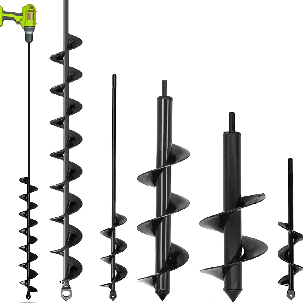 SYITCUN 5-Piece Garden Auger Spiral Drill Bit Set for Planting – Heavy Duty