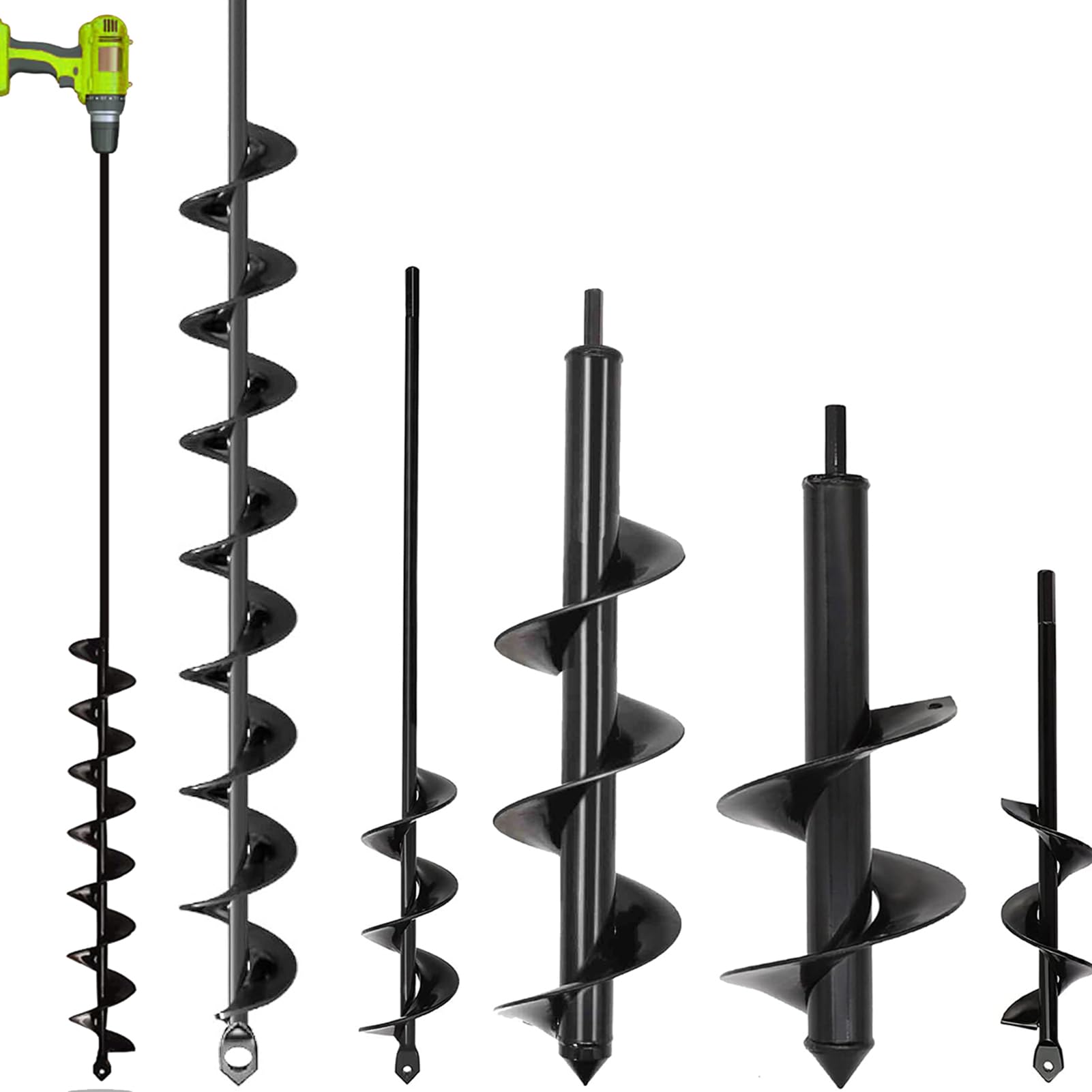 SYITCUN 5-Piece Garden Auger Spiral Drill Bit Set for Planting – Heavy Duty