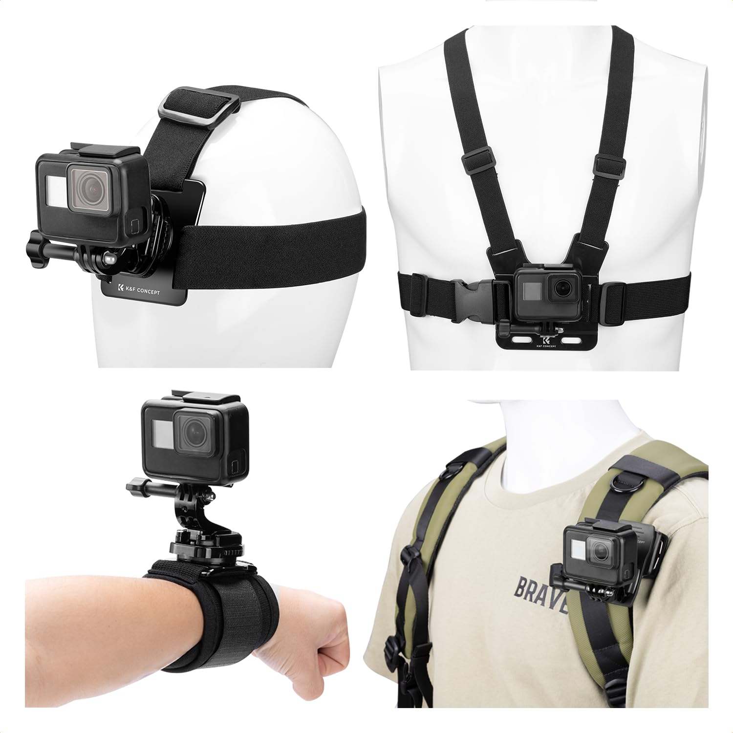 K&F CONCEPT 4-in-1 Action Camera Mount Kit for GoPro & DJI Osmo