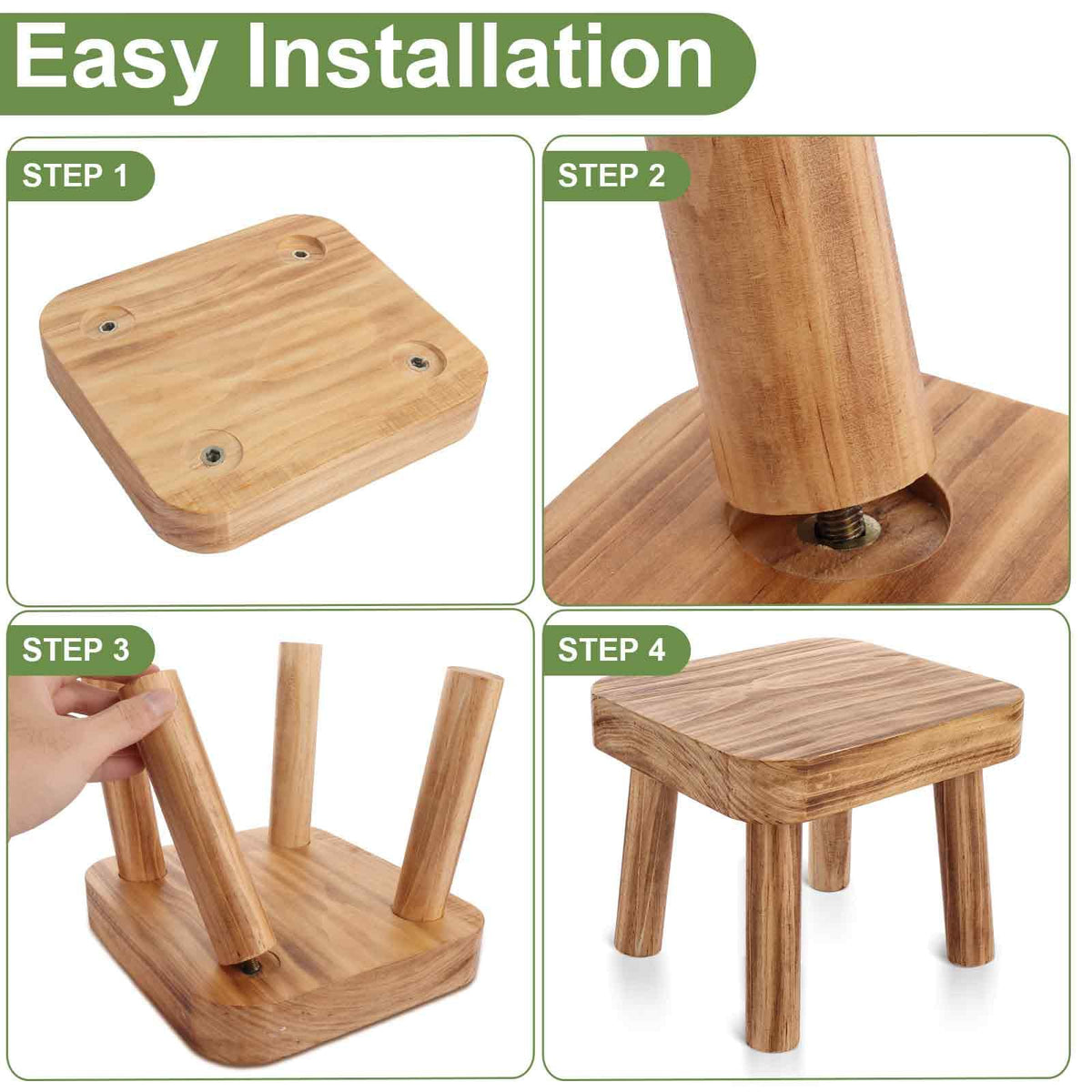DAJAVE Small Wooden Stool, Plant Table Plant Stool Wooden Milking Stools Indoor Step Stools for Kids Small Side Table for House Plants - image 4