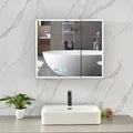 Plumbsys LED Bathroom Mirror Cabinet | Black 2-Door Anti-Fog – 750x650mm