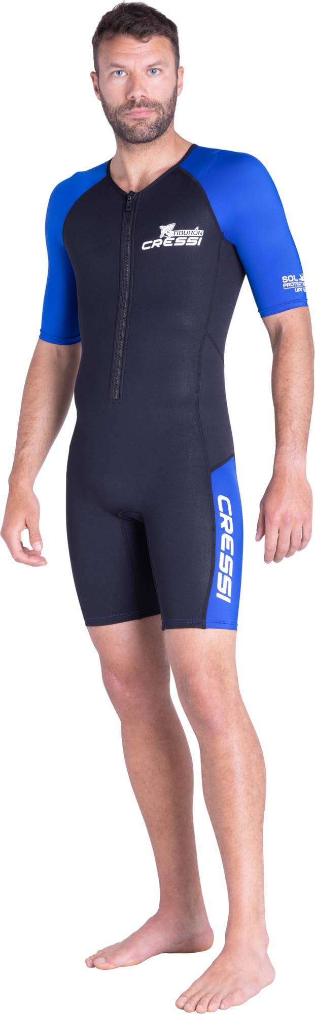 Cressi Tiburon Men's 2mm Neoprene Shorty Wetsuit – Black/Blue