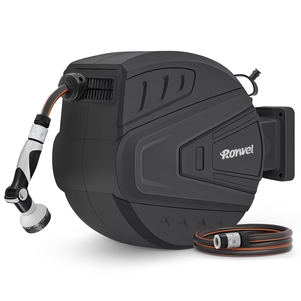 Roywel 20M Auto Reel Garden Hose – Wall Mounted Retractable Hose Reel
