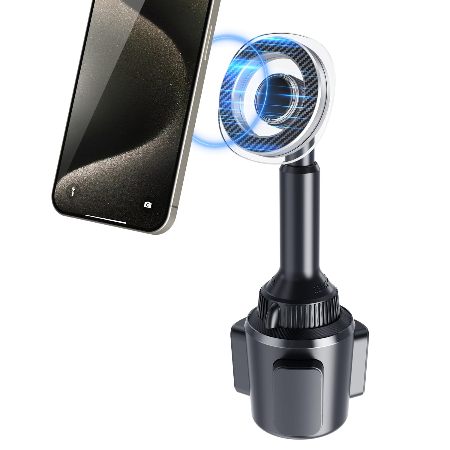OQTIQ MagSafe Car Cup Holder Phone Mount – 360° Rotation Long Arm