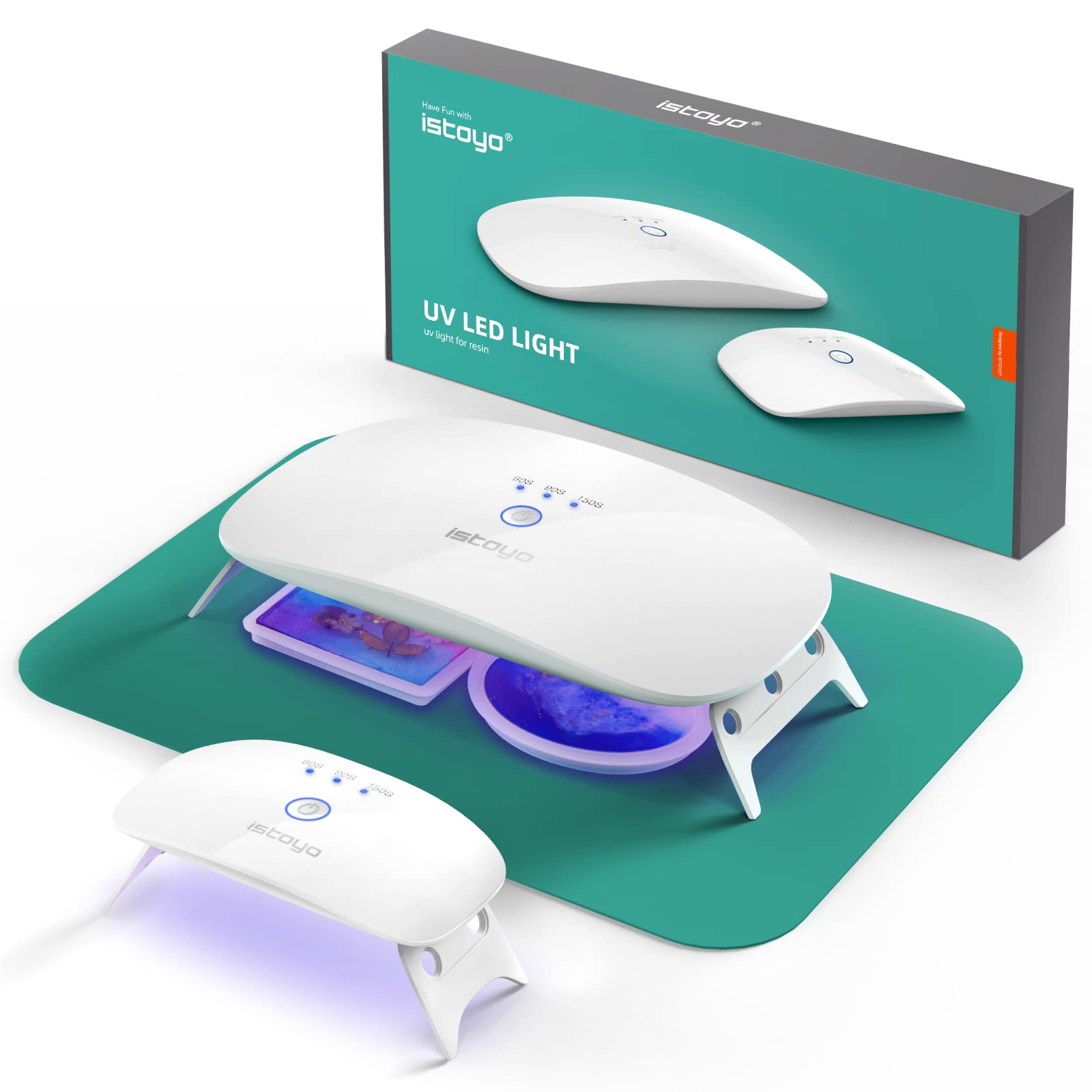 ISTOYO 2 Pack UV Light for Resin – High Power Curing Lamp with Silicone Pad