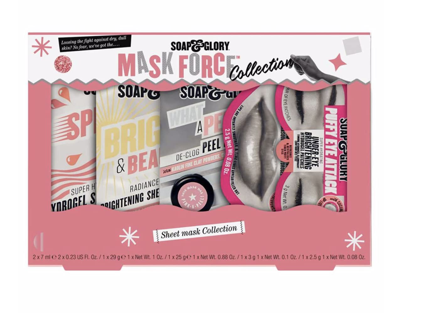 Soap and Glory Mask Force Five Gift Set | 5-Piece Face Mask Skincare Kit