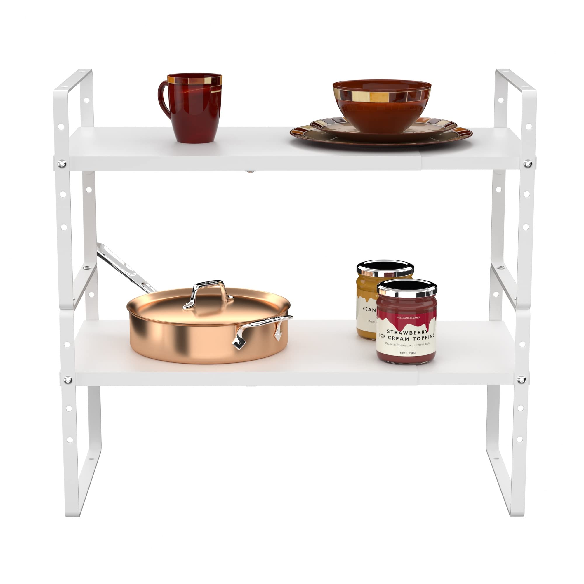 iPEGTOP 2 Pack Expandable Cabinet Shelf Organizer – Heavy Duty Steel Metal