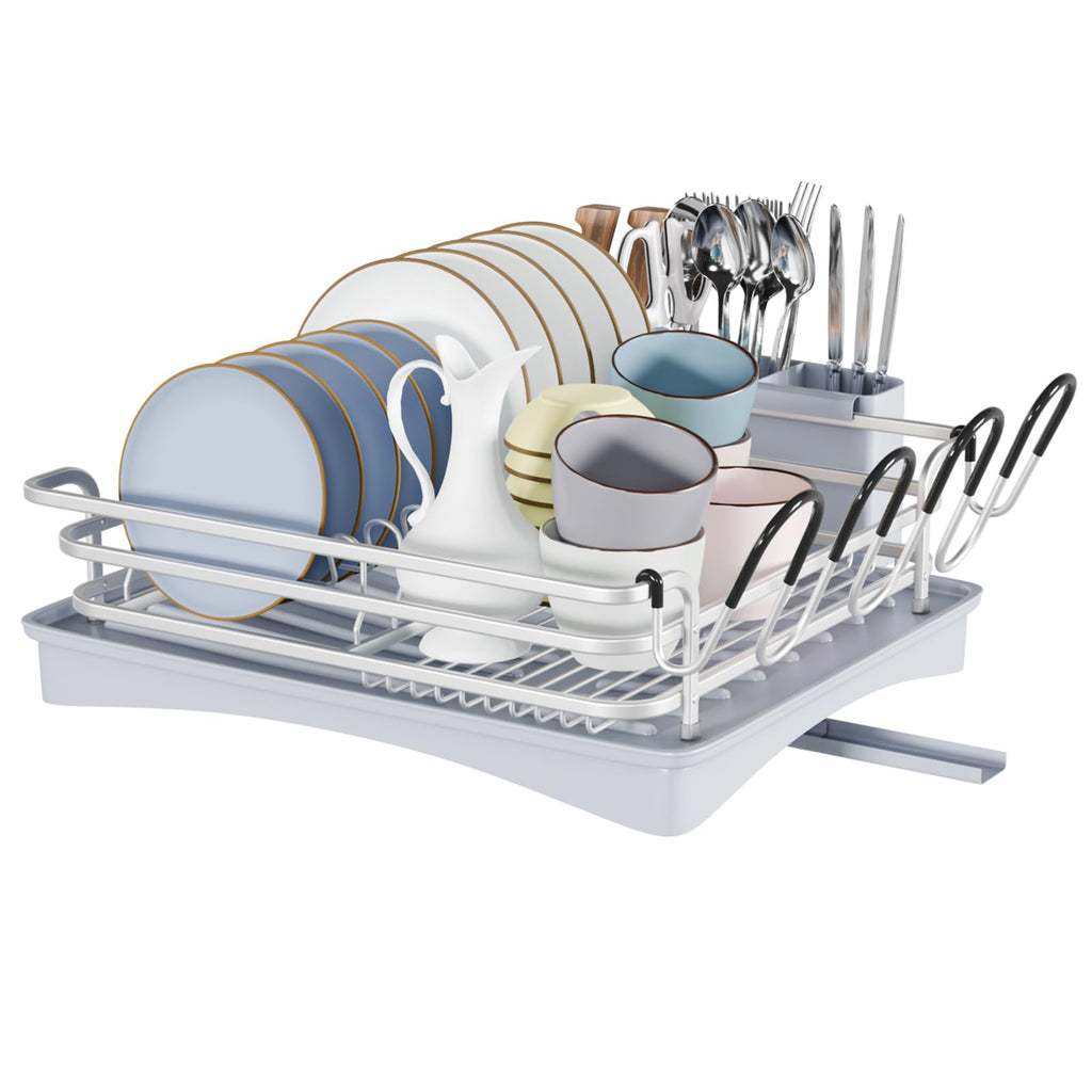 BRIAN & DANY Aluminum Dish Drying Rack | Rustproof Drainer with 360° Spout