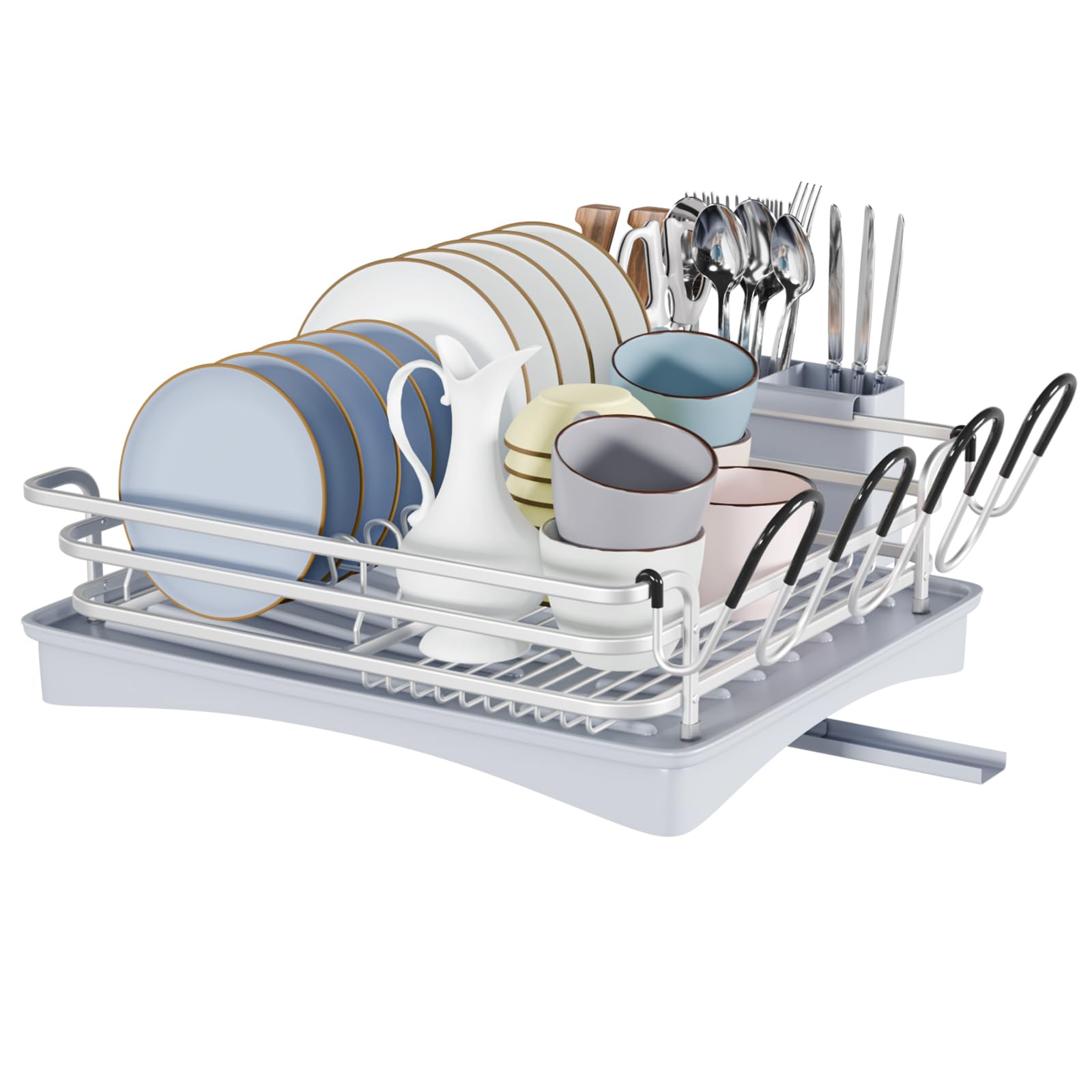 BRIAN & DANY Aluminum Dish Drying Rack | Rustproof Drainer with 360° Spout