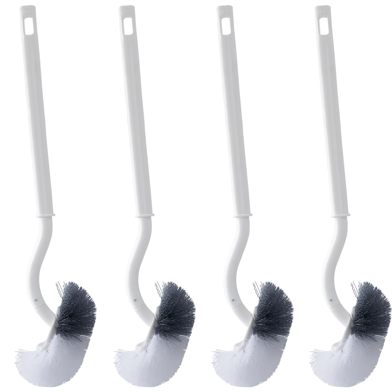 Toilet Brush 4 Pack – Curved Rim Cleaner with Long Handle