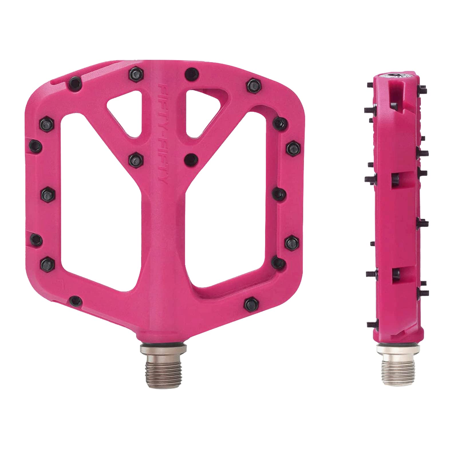 FIFTY-FIFTY MTB Pedals – Nylon Composite 9/16" Wide Flat Platform (Pink)