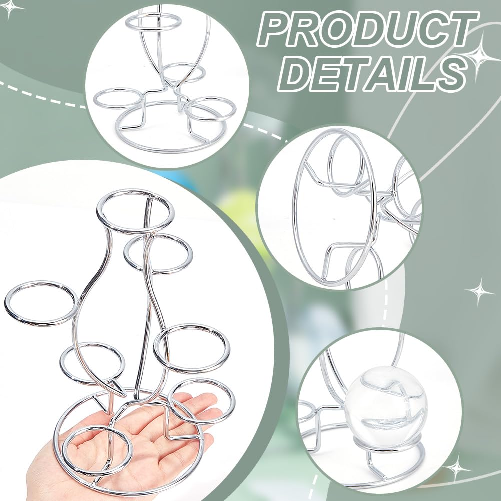 NBEADS Crystal Ball Holders, 7 Eggs Display Stand Platinum Iron Multi-Sphere Display Holder for Crystal Ball Sphere Globe Home Office Decor Ornament - image 5