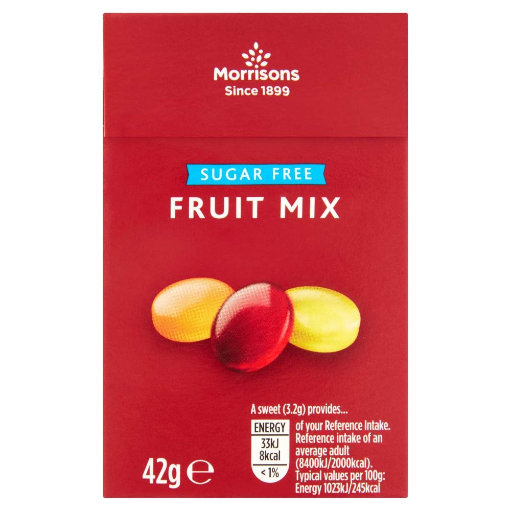 Morrisons Sugar Free Mixed Fruit Hard-Boiled Sweets - 42g (Pack of 14)