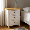 GROFurniture 3 Drawer Bedside Table | Solid Wood & Oak Top Cabinet