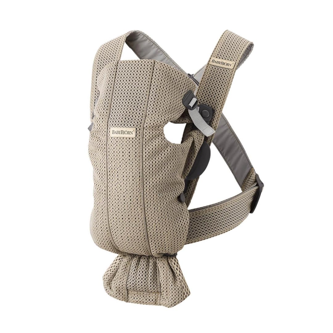 BabyBjörn Baby Carrier Mini – 3D Mesh Ergonomic Infant Carrier, Grey Beige