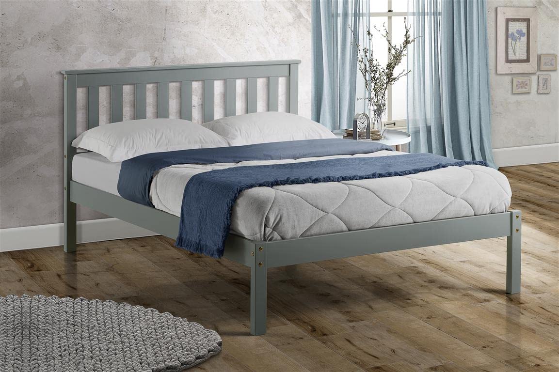 Birlea Denver Double Bed – Grey Solid Pine Wood Shaker Style Frame