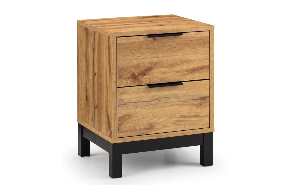 Julian Bowen Bali Bedside Table, 2 Drawer, Oak Effect - H57.5 x W45 x D40cm - image 2