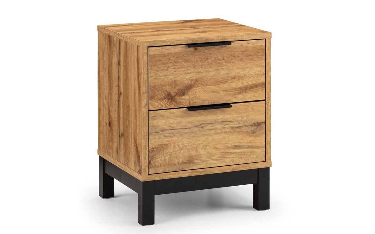 Julian Bowen Bali Bedside Table, 2 Drawer, Oak Effect - H57.5 x W45 x D40cm - image 2