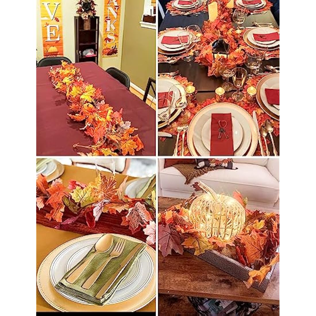 Jolof Store 2-Pack Artificial Fall Maple Leaf Garland – 5.9ft Autumn Vines
