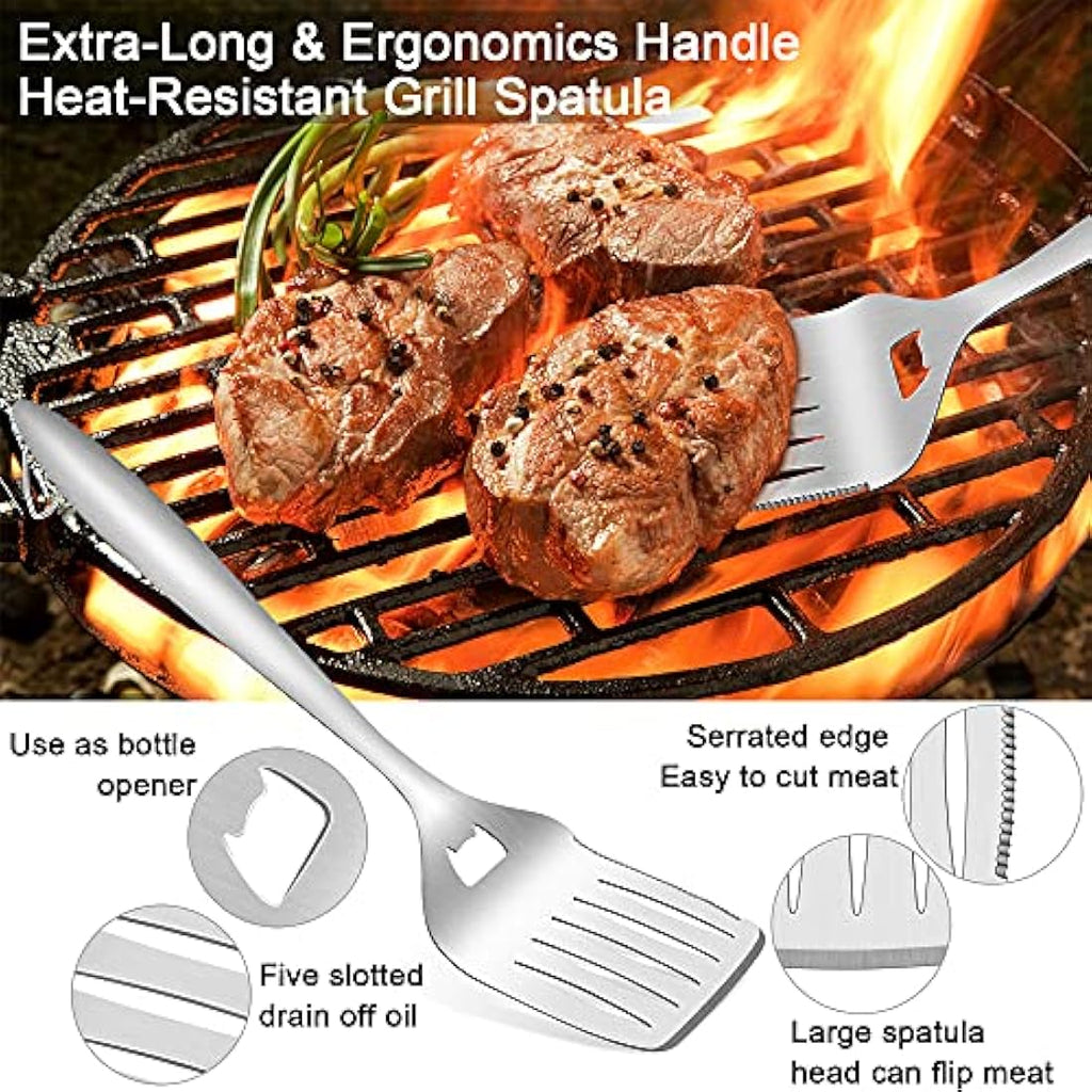 Herogo 6-Piece Stainless Steel BBQ Tool Set with Portable Bag