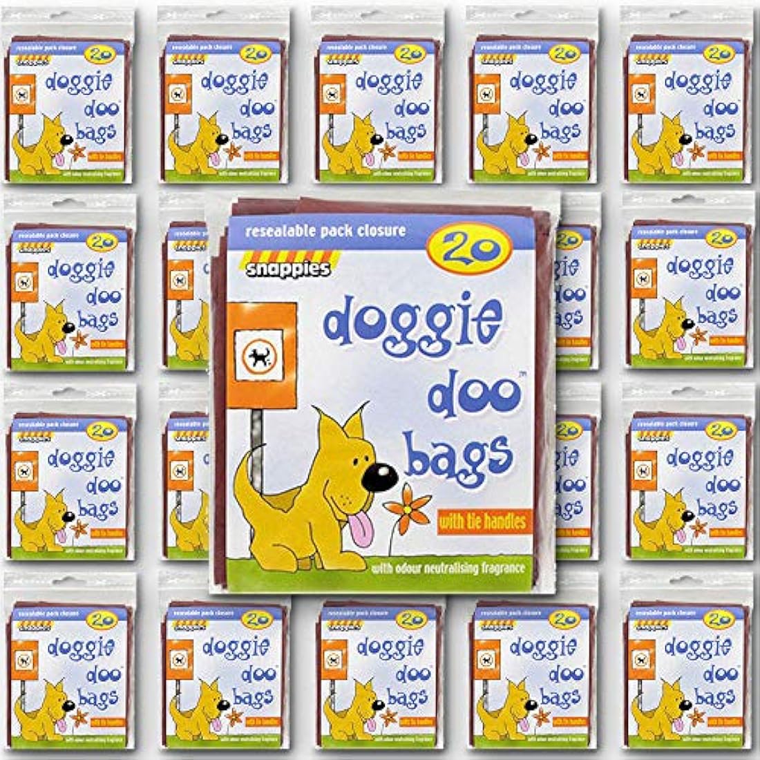Snappies Tidy-Up Dog Poop Bags with Tie Handles - 400 Count (20 Packs)