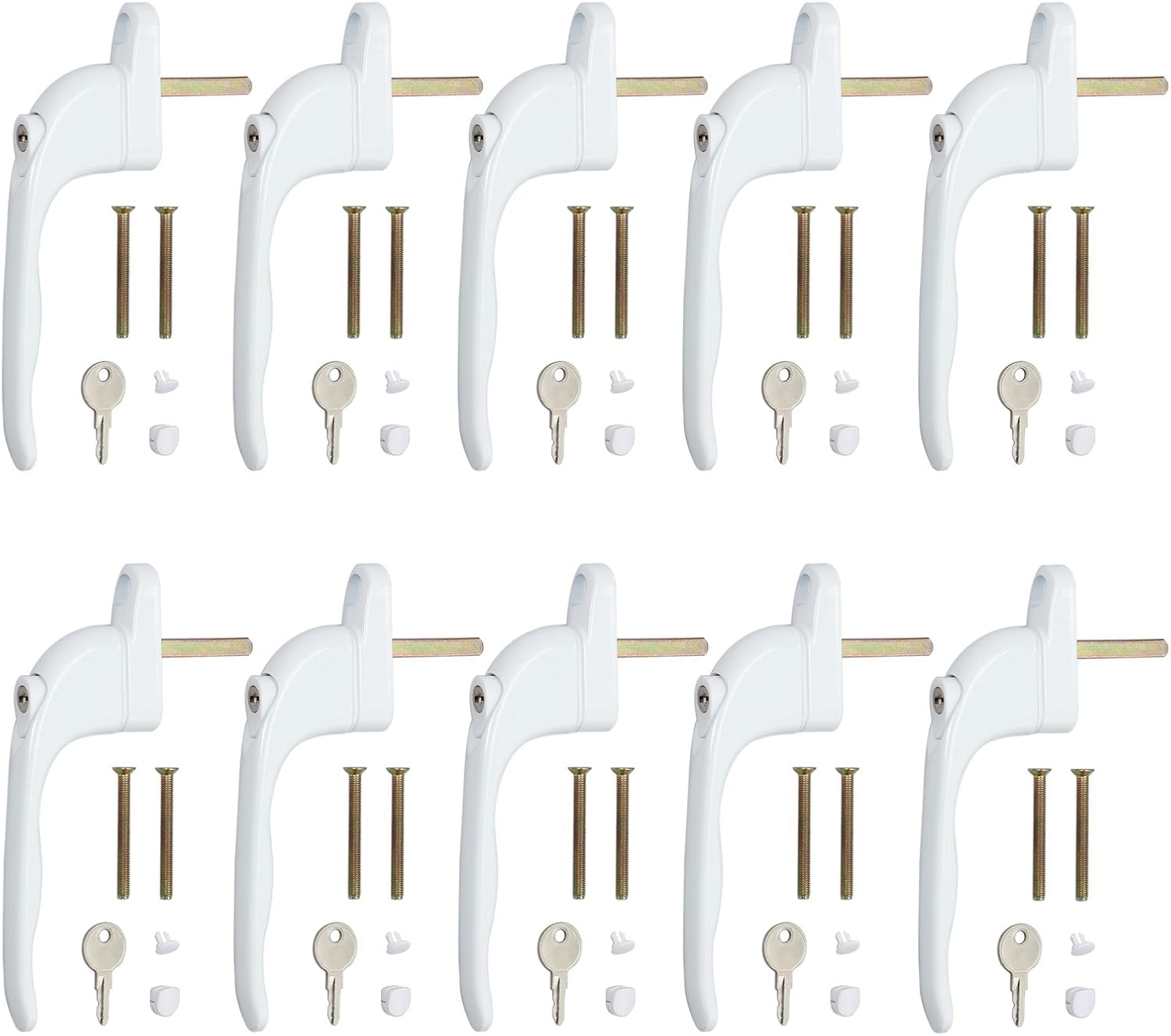 Neoteck 10 Pcs UPVC Window Handle | Universal Espag Double Glazing White
