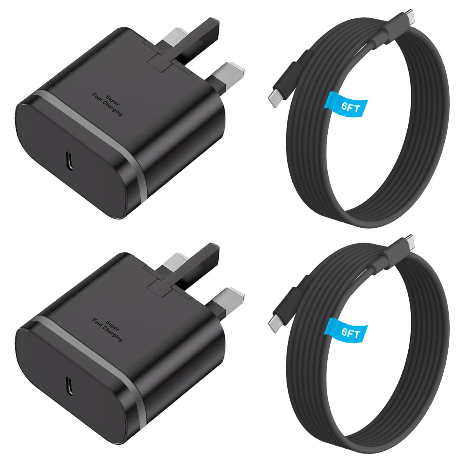 Jolof Store 25W USB C Super Fast Charger for Samsung S25/S24 - 2 Pack