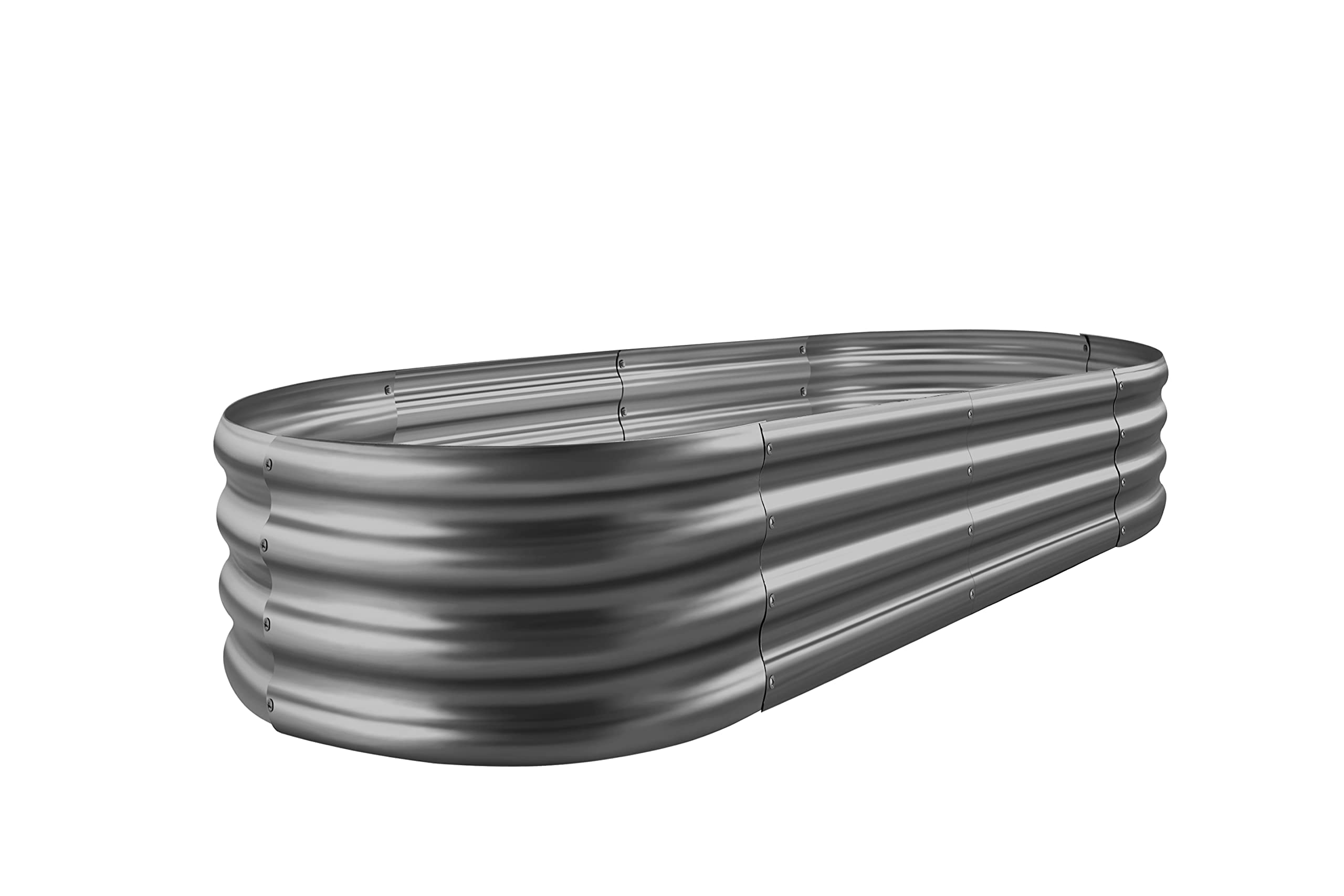 Land Guard Galvanized Raised Garden Bed, 4x2x1ft Oval Metal Planter, Grey
