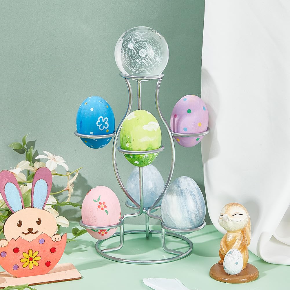 NBEADS Crystal Ball Holders, 7 Eggs Display Stand Platinum Iron Multi-Sphere Display Holder for Crystal Ball Sphere Globe Home Office Decor Ornament - image 4