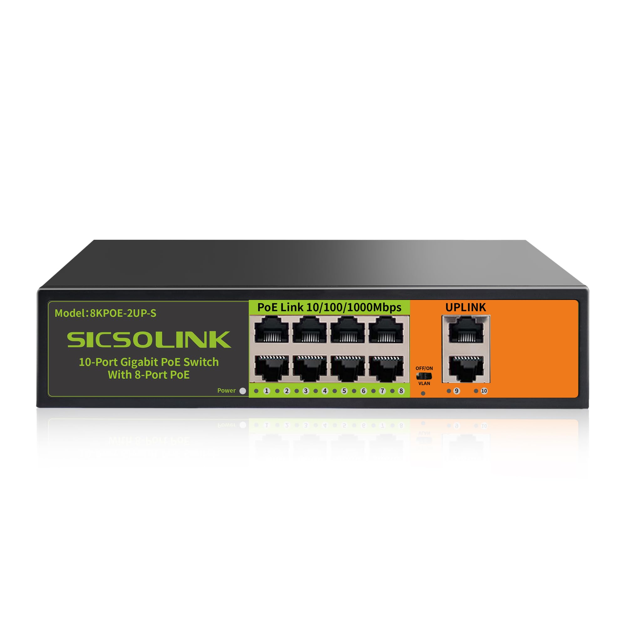 Jolof Store 8 Port Gigabit PoE+ Switch | 120W Unmanaged VLAN Hub