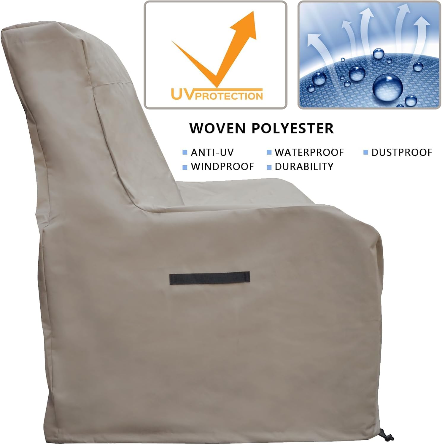 Art To Real Waterproof Garden Chair Cover – Heavy Duty 600D Nylon, Khaki