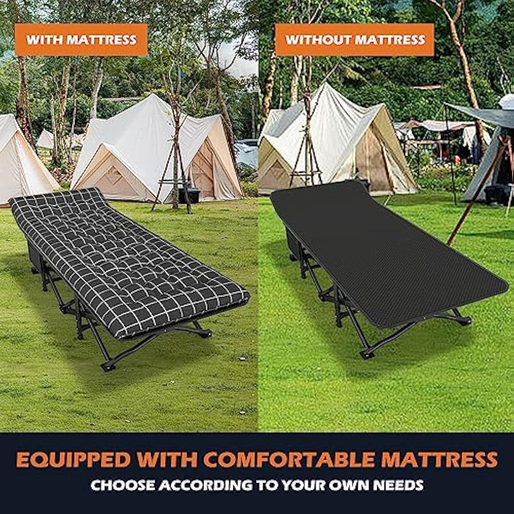 ATORPOK Heavy Duty Camping Cot with Cushion | Portable 450lbs Bed