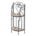 Jolof Store Sunflower Mosaic Metal Plant Stand – Black 2-Tier Shelf